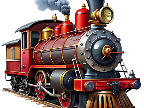 Boneco gaya 3d manga anime kereta trem lokomotiva uap caricato Model Cetak 3D