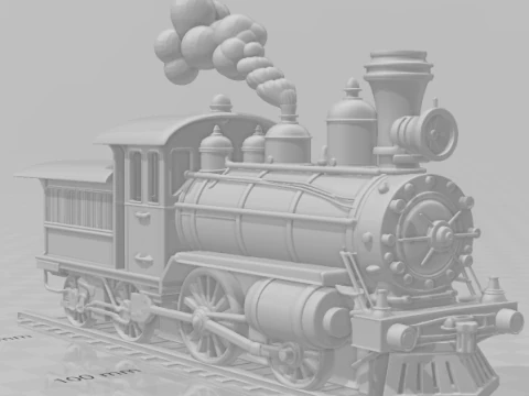 Bonecos 3d style manga anime train trem locomotiva vapor caricato 3D Print Model