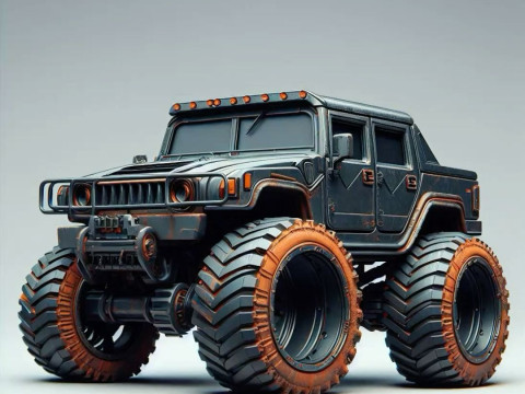 Bonecos style 3d manga anime voiture style hummer caricato Modèles 3D en vedette