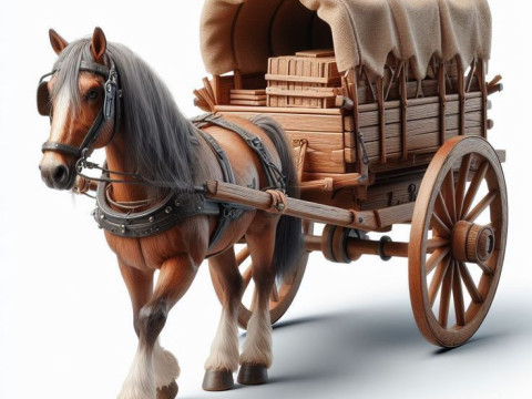 Bonecos style 3d manga anime carroa cheval vieux caricato Modèles 3D en vedette