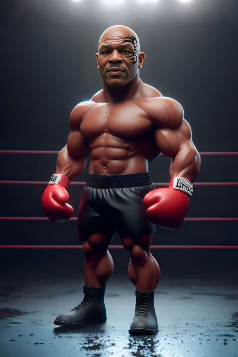 Bonecos style 3d manga anime mike tyson boxeur caricato Modèles 3D en vedette .c4d .max .obj .3ds .fbx .stl .blend
