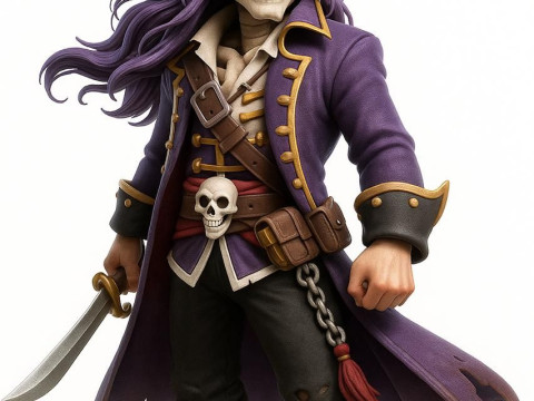 Bonecos estilo 3d mangá anime caveira pirata caricato Modelo de Impressão 3D