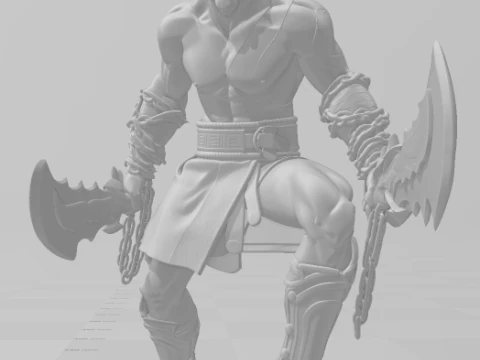 Bonecos 3d style manga anime kratos god of war caricato 3D Print Model