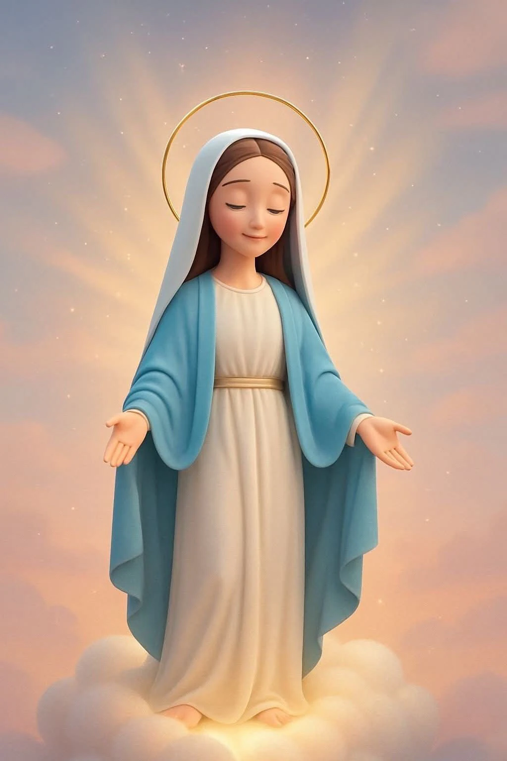 Bonecos 3d style manga anime maria mother jesus nossa senhora caricato 3D Print Model .c4d .max .obj .3ds .fbx .stl .blend 