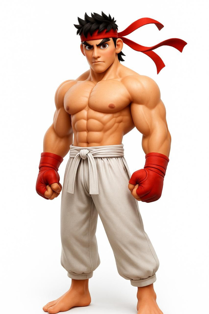 Bonecos 3D 风格漫画动漫街头霸王 Ryu Caricato 3D 打印模型 .c4d .max .obj .3ds .fbx .stl .blend 