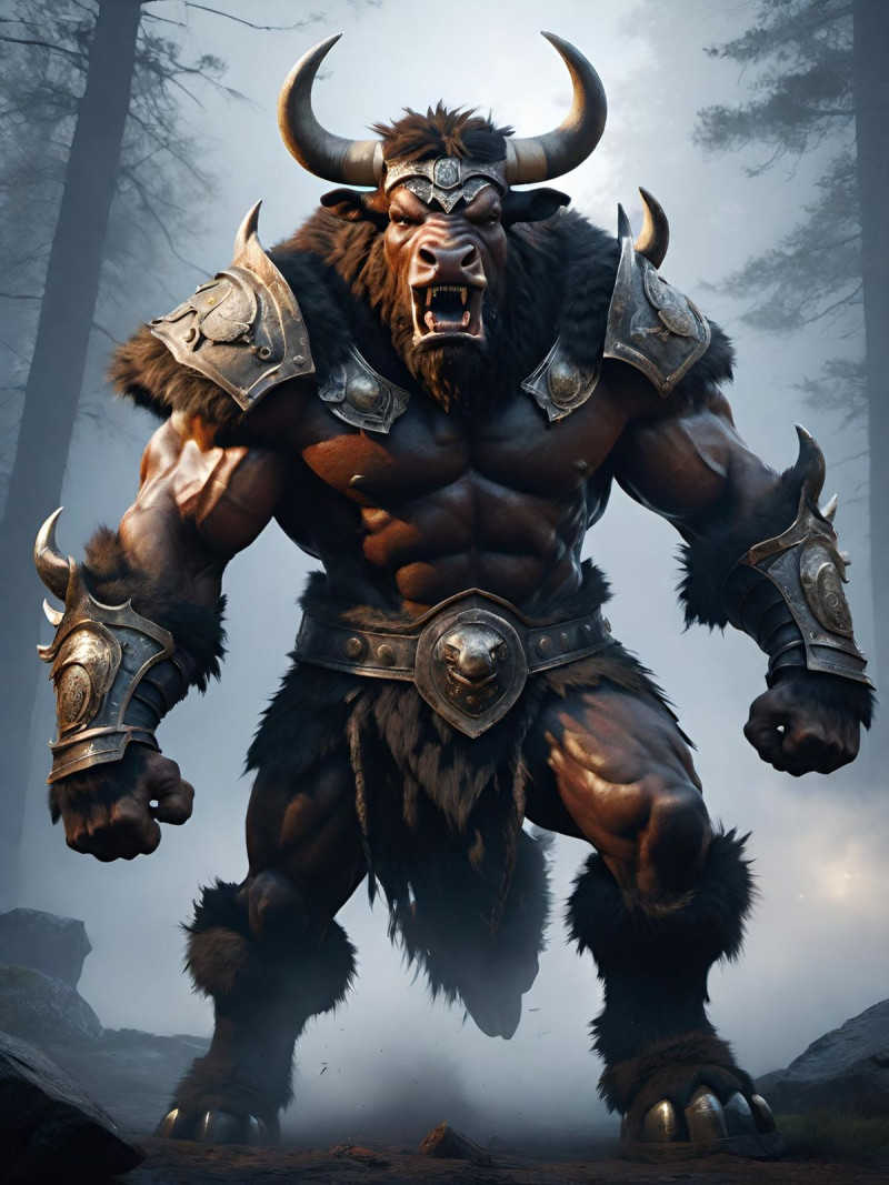 Bonecos 3D 风格漫画动漫牛头怪战士 caricato 3D 打印模型 .c4d .max .obj .3ds .fbx .stl .blend 