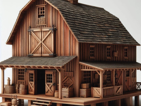 Bonecos 3D 风格漫画动漫 casa house 旧风格 celeiro caricato 3D 打印模型