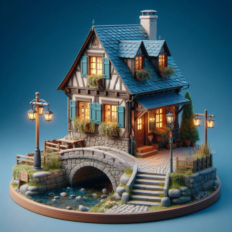 Bonecos 3d стиль манга аниме дом старый стиль карикато 3D Принт Модель .c4d .max .obj .3ds .fbx .stl .blend 