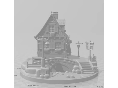 Bonecos 3d style manga anime casa house old style caricato 3D Print Model