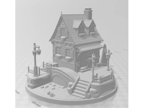 Bonecos 3d style manga anime casa house old style caricato 3D Print Model