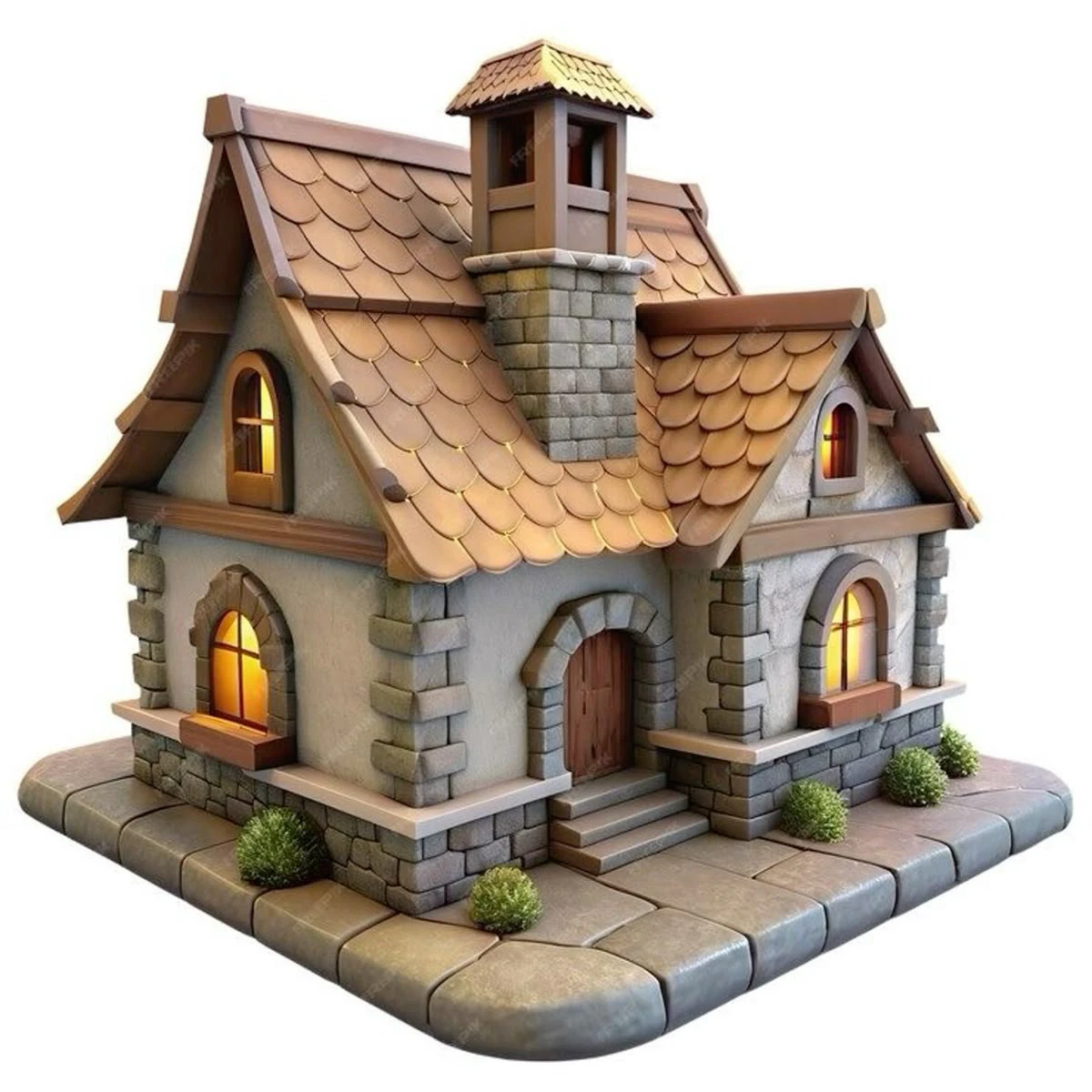 Bonecos 3d style manga anime casa house old style caricato 3D Print Model .c4d .max .obj .3ds .fbx .stl .blend 