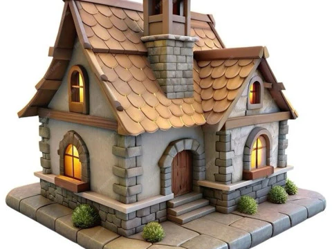 Bonecos estilo 3d mangá anime casa casa estilo antigo caricato Modelo de Impressão 3D