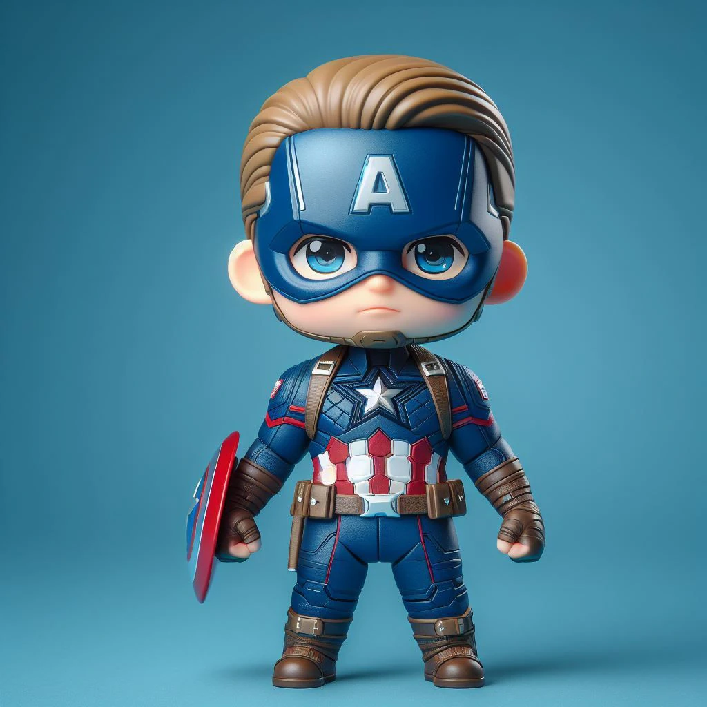 Bonecos 3d style manga anime mini captain america style caricato 3D Print Model .c4d .max .obj .3ds .fbx .stl .blend 