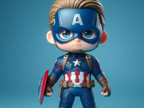 Bonecos 3D-stijl manga anime mini captain america stijl caricato 3D printmodel