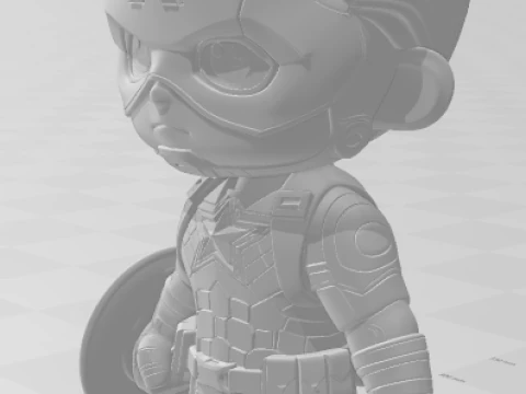 Bonecos 3d style manga anime mini captain america style caricato 3D Print Model