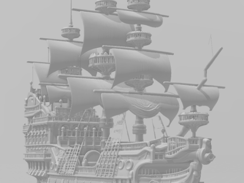 Bonecos 3d style manga anime navio pirata style caricato 3D Print Model