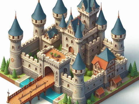 Bonecos 3D-stijl manga anime kasteel castelo stijl caricato 3D printmodel