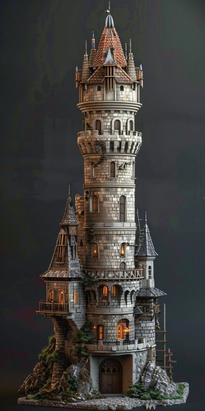 बोनकोस 3डी स्टाइल मंगा एनीमे कैसल कास्टेलो टोरे स्टाइल कैरिकैटो 3D प्रिंट मॉडल .c4d .max .obj .3ds .fbx .stl .blend 