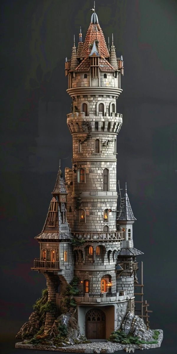 Bonecos 3d style manga anime castle castelo torre style caricato 3D Print Model .c4d .max .obj .3ds .fbx .stl .blend 