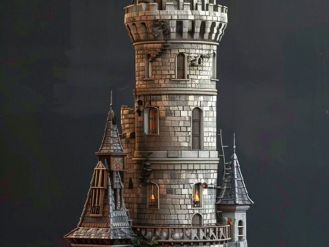Bonecos 3D-stijl manga anime kasteel castelo torre stijl caricato 3D printmodel