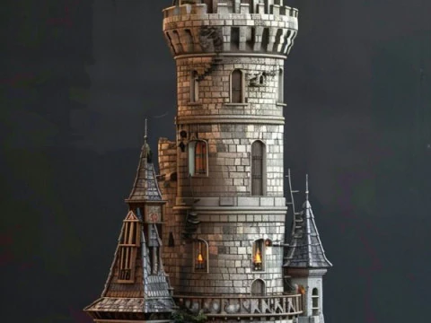 Bonecos 3D styl manga anime zamek castelo torre styl caricato Model do druku 3D