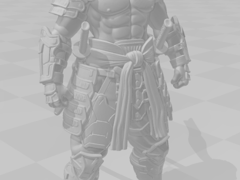 Bonecos 3d style manga anime warrior samurai style caricato 3D Print Model