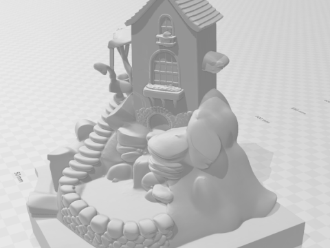 Bonecos 3D-Stil Manga Anime Casa House Stil Caricato 3D Druckmodell