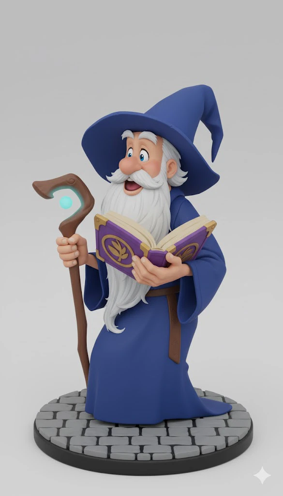Bonecos 3d style manga anime mago merlin magician style caricato 3D Print Model .c4d .max .obj .3ds .fbx .stl .blend 