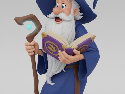 Bonecos 3D styl manga anime mago merlin magik styl caricato Model do druku 3D