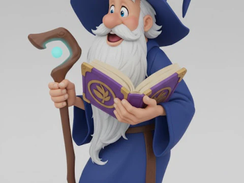 Bonecos 3d style manga anime mago merlin magician style caricato 3D Print Model