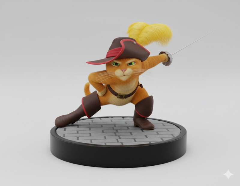 Bonecos 3d style manga anime puss in boots gato de botas style caricato 3D Print Model .c4d .max .obj .3ds .fbx .stl .blend