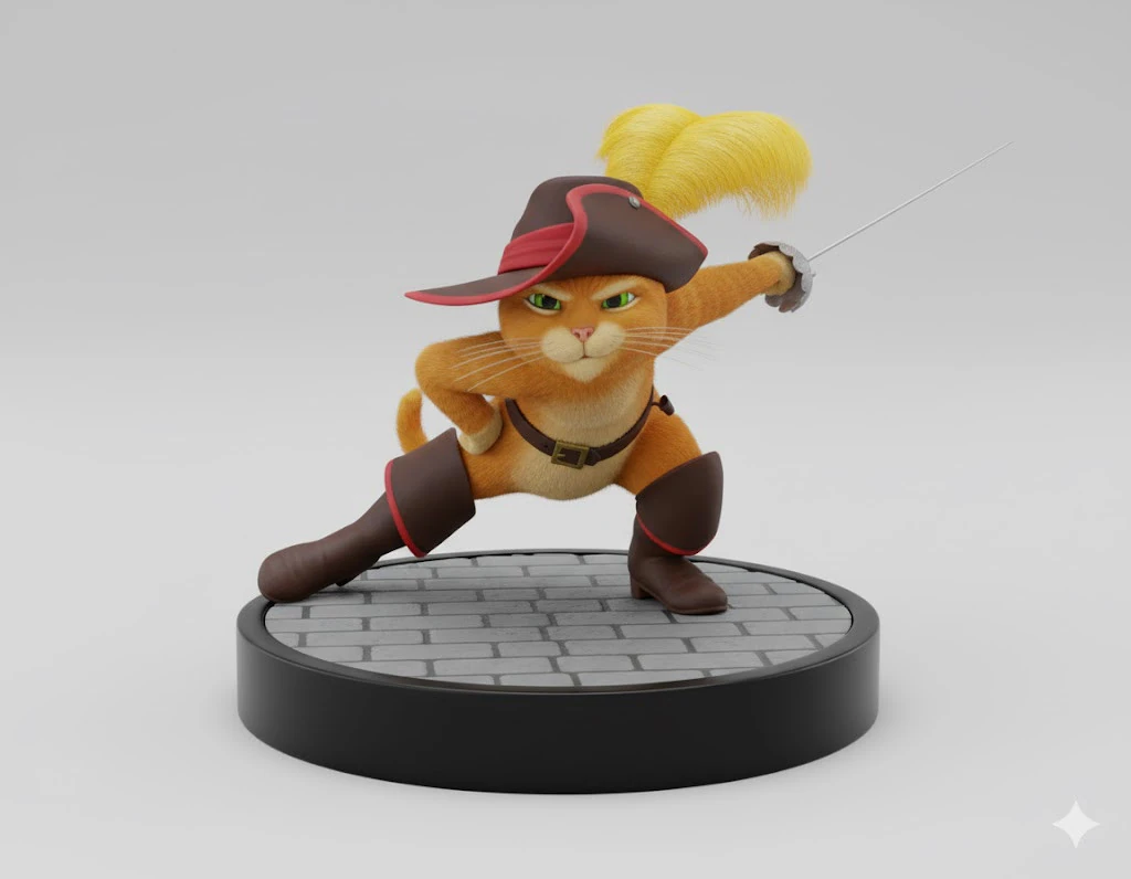 Bonecos 3d style manga anime puss in boots gato de botas style caricato 3D Print Model .c4d .max .obj .3ds .fbx .stl .blend 