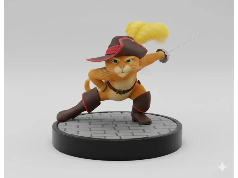 Bonecos 3d style manga anime puss in boots gato de botas style caricato 3D Print Model