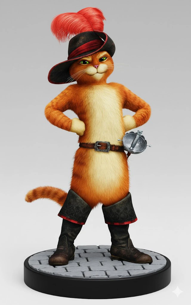Bonecos 3d style manga anime puss in boots gato de botas style caricato 3D Print Model .c4d .max .obj .3ds .fbx .stl .blend