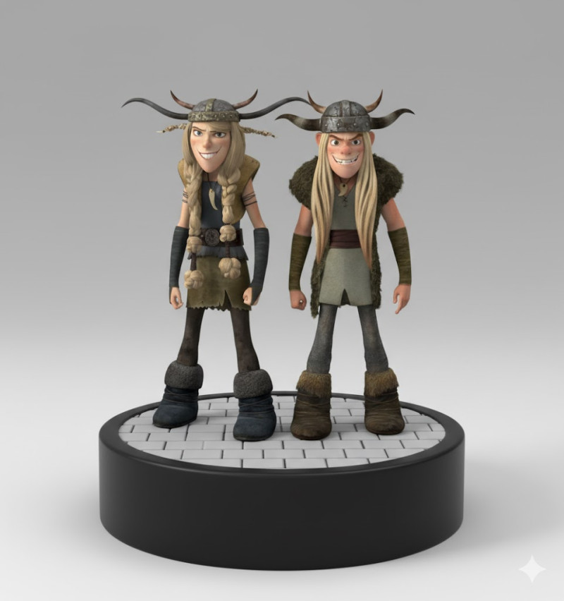 Bonecos 3d style manga anime How to Train Your Dragon Tuffnut Cabea Dura e Ruffnut style caricato 3D Print Model .c4d .max .obj .3ds .fbx .stl .blend 