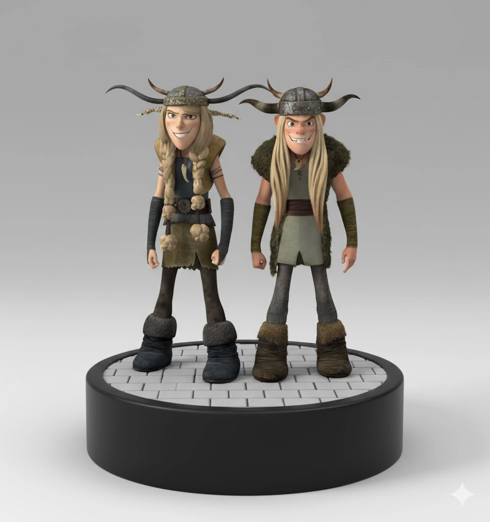 Bonecos 3d style manga anime How to Train Your Dragon Tuffnut Cabea Dura e Ruffnut style caricato 3D Print Model .c4d .max .obj .3ds .fbx .stl .blend 