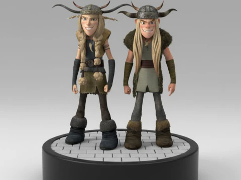 Anime manga gaya 3d Bonecos Cara Melatih Naga Anda Tuffnut Cabeca Dura e Ruffnut gaya caricato Model Cetak 3D