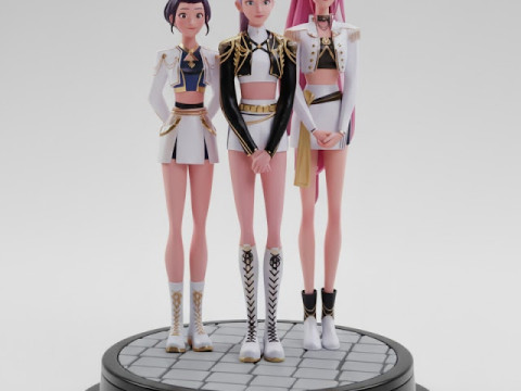 Bonecos 3d style manga anime warrior kpop style caricato 3D Print Model