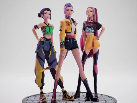 Bonecos 3d style manga anime warrior kpop style caricato 3D Print Model