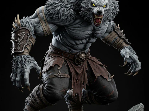 Bonecos 3d style manga anime werewolf lobisomen style caricato 3D Print Model