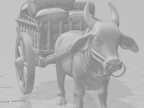 Bonecos 3d style manga anime car boi carro ox cart style caricato 3D Print Model