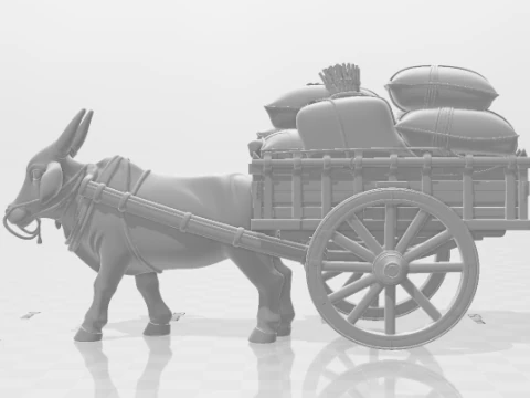 Bonecos 3d style manga anime car boi carro ox cart style caricato 3D Print Model