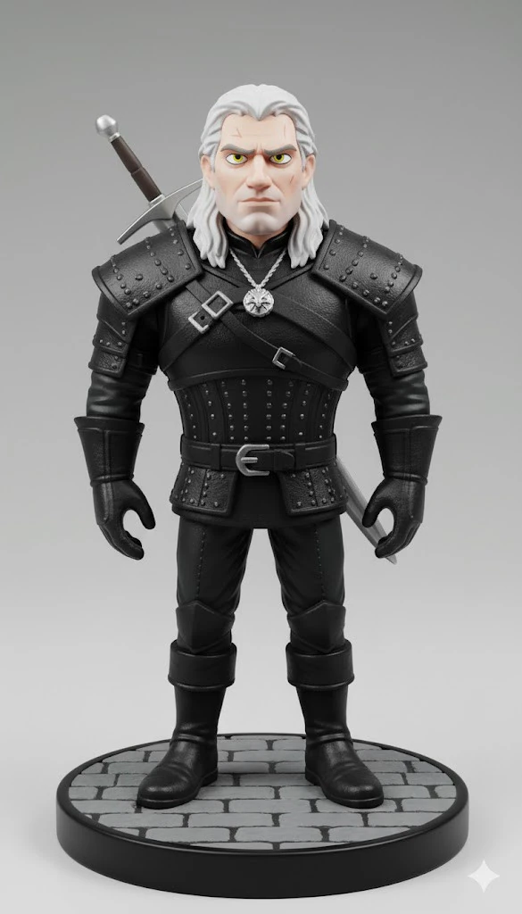 Bonecos 3d style manga anime geralt rivia the wichter style caricato 3D Print Model .c4d .max .obj .3ds .fbx .stl .blend 