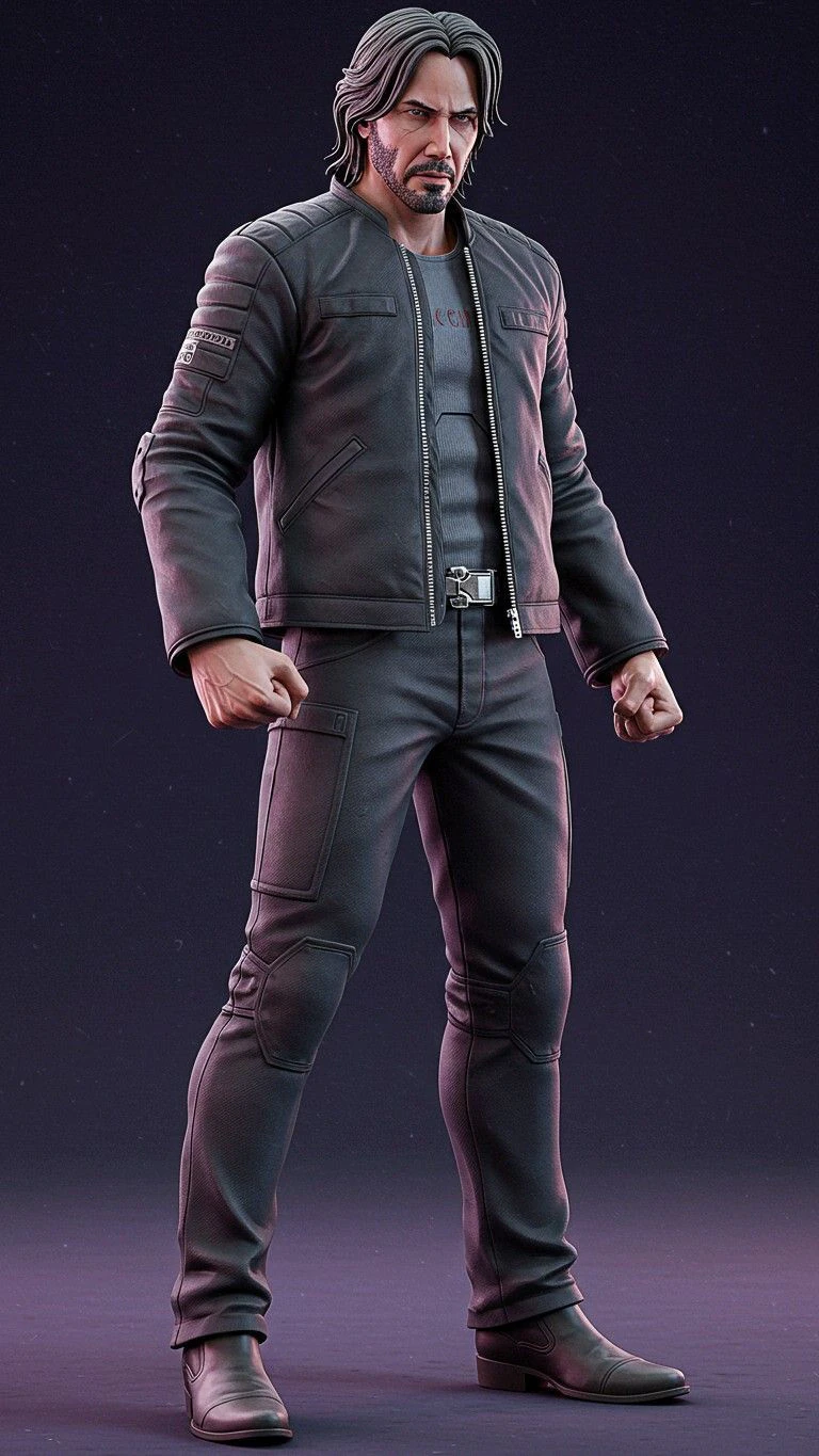 Bonecos 3d style manga anime keanu reeves john wick style caricato 3D Print Model .c4d .max .obj .3ds .fbx .stl .blend 