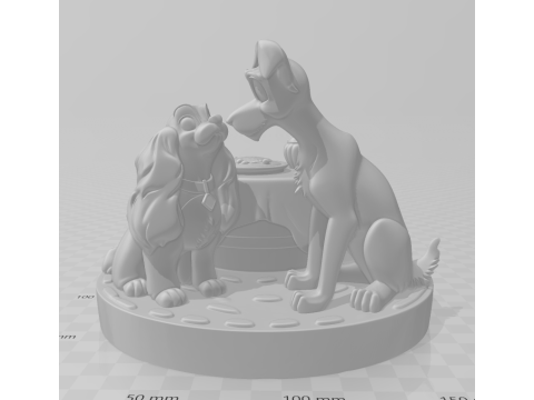 Bonecos 3d 스타일 만화 애니메이션 레이디 e 트램프 dama e vagabundo 스타일 캐리카토 3D 프린트 모델