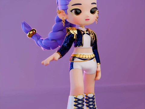 Bonecos 3d style manga anime rumi kpop warrior style caricato 3D Print Model