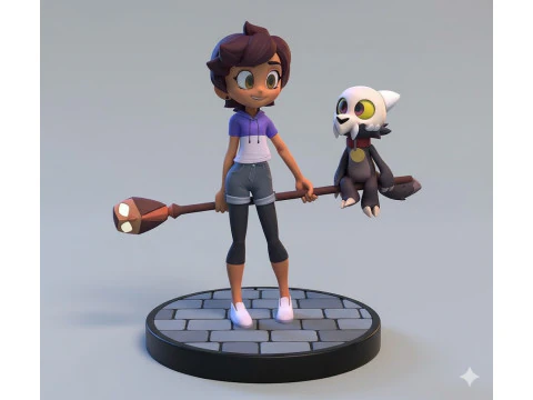 Bonecos gaya 3d manga anime luz king a casa coruja rumah burung hantu gaya caricato Model Cetak 3D