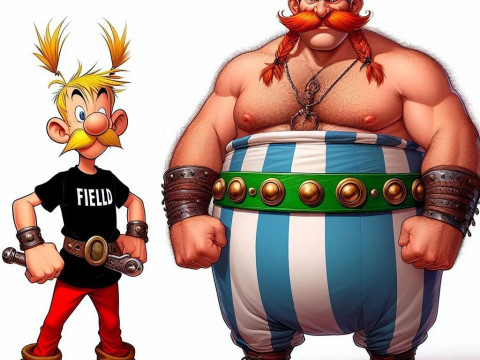 Bonecos estilo 3d mangá anime asterix e obelix estilo guerreiro caricato Modelo de Impressão 3D