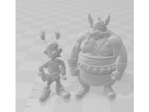 Bonecos 3d tarzı manga anime asterix ve obelix savaşçı tarzı karikatür 3D Baskı Modeli