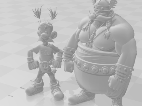 Bonecos 3d tarzı manga anime asterix ve obelix savaşçı tarzı karikatür 3D Baskı Modeli